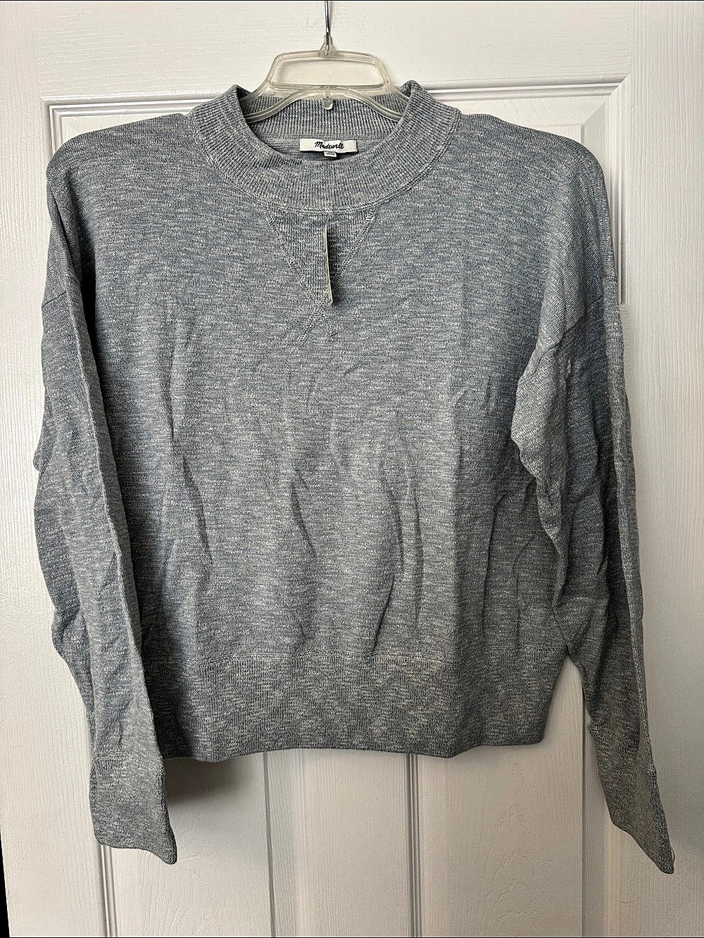 Madewell Relaxed Mockneck Sweater light blue  Cotton Nylon XL. NWT.